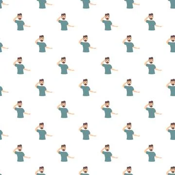 Thinking man shrugging shoulders in a seamless cartoon pattern Stock Illustration