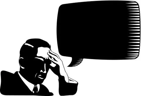 Thinking man with speech bubble イラスト素材