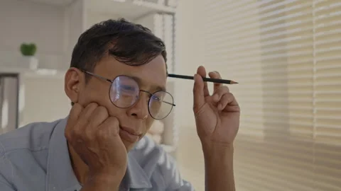 Thinking, Man thinking of new ideas, Search for success, Strategizing for Bus Stockbeeldmateriaal 263477257