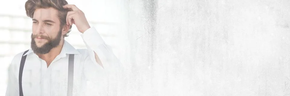 Thinking man with transition Foto stock