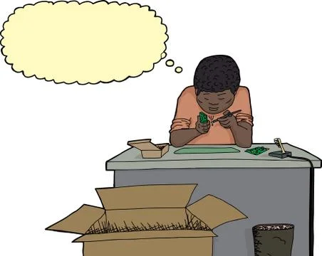 Thinking man working on circuits Stock Illustration