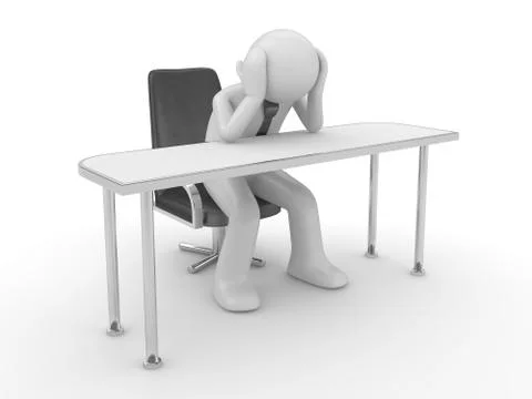 Thinking man at workplace Stock Illustration