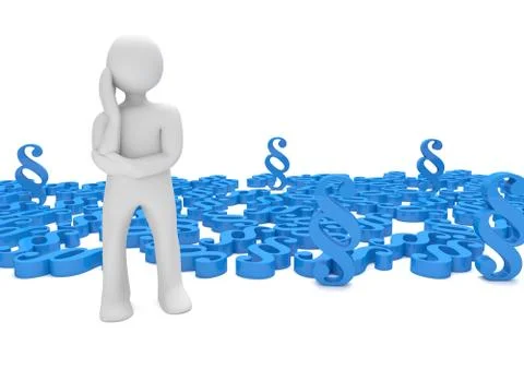 Thinking Manikin Blue Paragraphs Stock Illustration