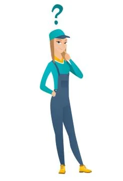 Thinking mechanic with question mark Stock Illustration