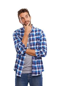 Thinking, memory and a man with a plan and emotion isolated on transparent png 写真素材