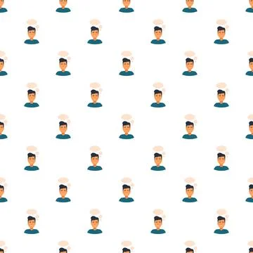 Thinking men with thought bubbles seamless pattern 스톡 일러스트
