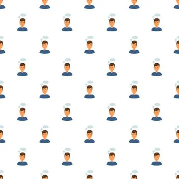 Thinking men with thought bubbles seamless pattern Stock Illustration