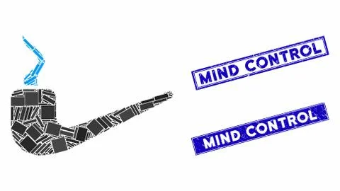 Thinking Mosaic and Distress Rectangle Watermarks Stock Illustration