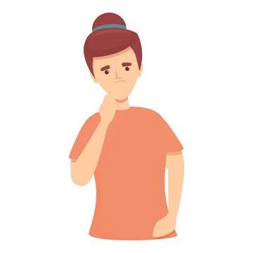 Thinking mother icon cartoon vector. Uncertainty question Illustrazione stock