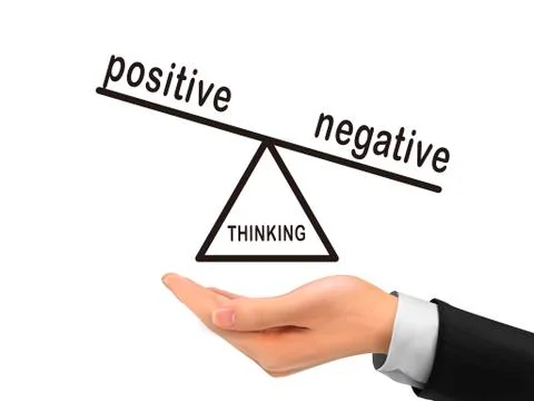 Thinking negative holding by realistic hand Stock Illustration