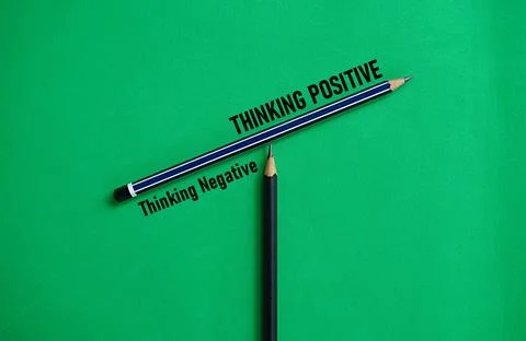Thinking Negative THINKING POSITIVE print. Thinking concept Stock Photos