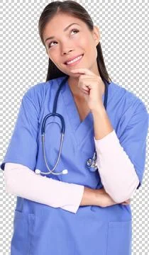 Thinking nurse isolated Stock Photos