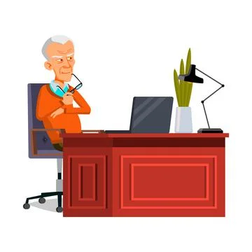 Thinking old man person vector Stock Illustration