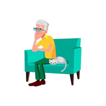 Thinking old man trouble vector Stock Illustration