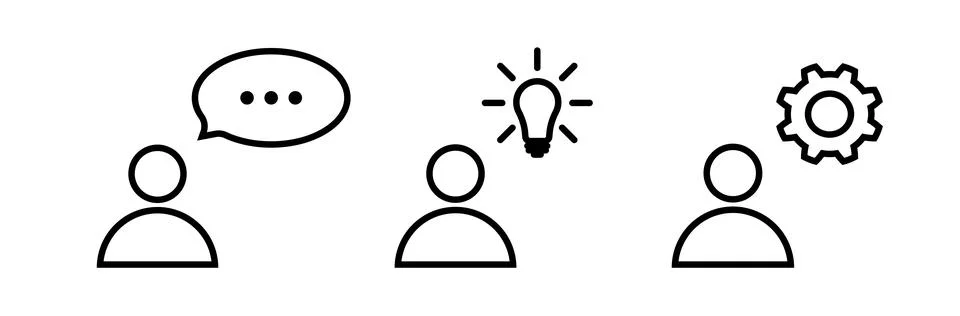 Thinking or talking man, idea and process icon set Stock Illustration