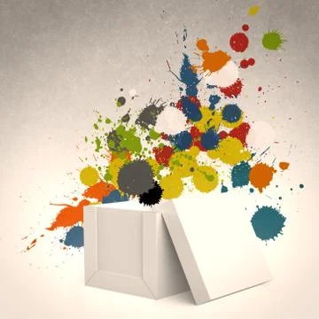 Thinking outside the box and splash colors イラスト素材