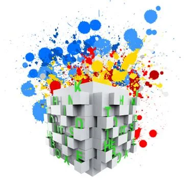 Thinking outside the box and splash colors 스톡 일러스트