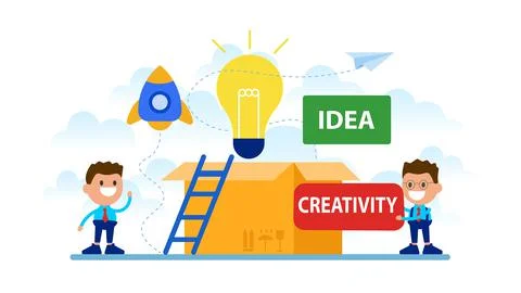 Thinking outside the box concept.	 Illustrazione stock