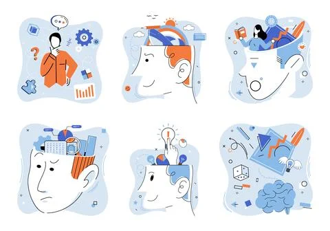 Thinking outside the box. Contemplation opens door to new and innovative ideas Stock Illustration