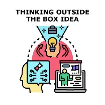 Thinking outside the box idea generating new concepts Illustrazione stock