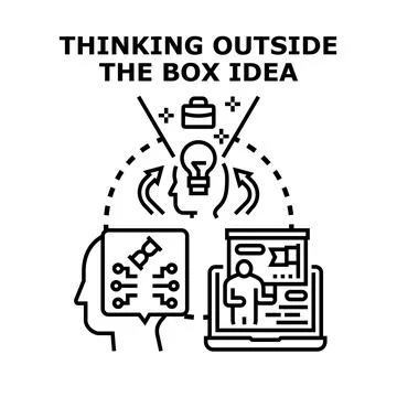 Thinking outside the box idea generating new concepts Stock Illustration