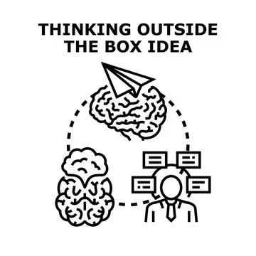 Thinking outside the box idea generation process Stock Illustration