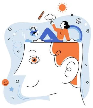 Thinking outside the box. Inspiration is catalyst for innovative ideas and Stock Illustration