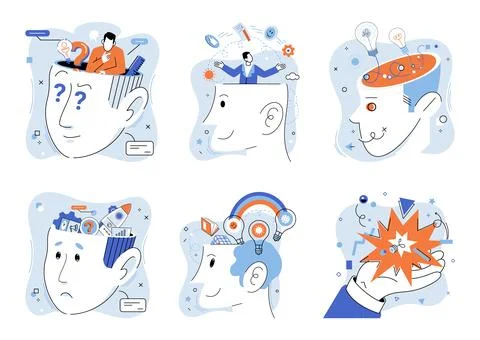 Thinking outside the box. Progress is made when imagination meets strategic Stock Illustration