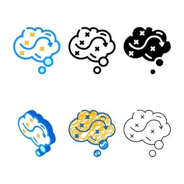 Thinking over plan color icon pack vector Illustrazione stock