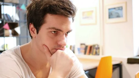 Thinking Pensive Man, Close Up Stock Footage 73656148