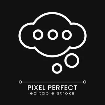Thinking pixel perfect white linear icon for dark theme Illustrazione stock