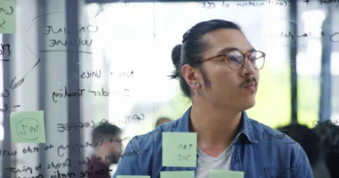 Thinking, planning and window with business man in office for idea Stock Footage 345805471