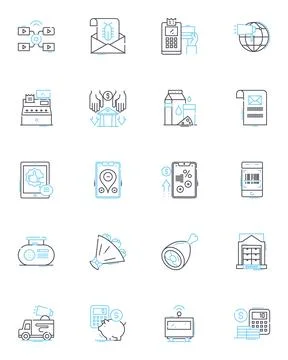 Thinking pondering linear icons set. Contemplation, Meditation, Deliberation Stock Illustration