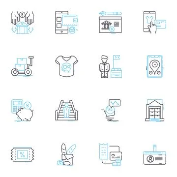 Thinking pondering linear icons set. Contemplation, Meditation, Deliberation Stock Illustration