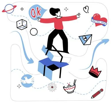 Thinking. Pondering transforms information into tapestry thoughtful analysis Stock Illustration