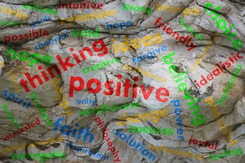 Thinking positive word cloud Stock Photos