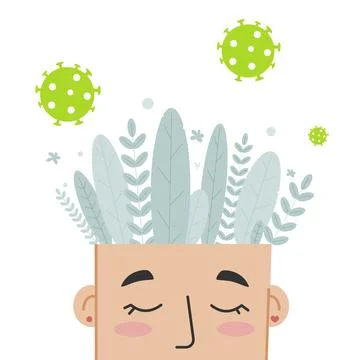 Thinking positively about good things.Stop thinking about coronavirus. Stock Illustration