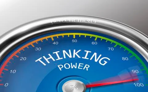 Thinking power conceptual 3d illustration meter indicate hundred percent Stock Illustration