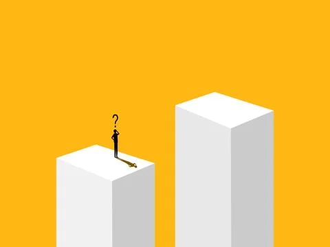 Thinking of a problem, risk. Businessman standing thinking on a gap 스톡 일러스트