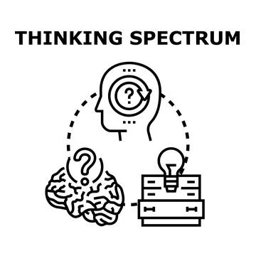 Thinking process analyzing brain, problem, and solution Stock Illustration