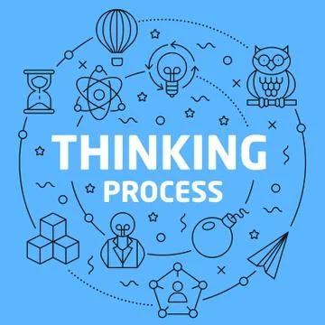 Thinking process Blue Lines Illustration for prsentation Stock Illustration
