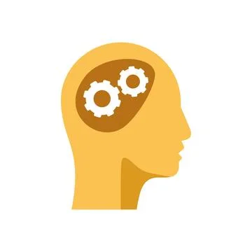 Thinking process concept with gears in head Stockillustratie