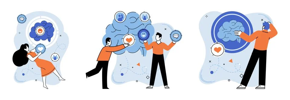 Thinking process. Creative thinking sparks innovative solutions in brainsto.. イラスト素材