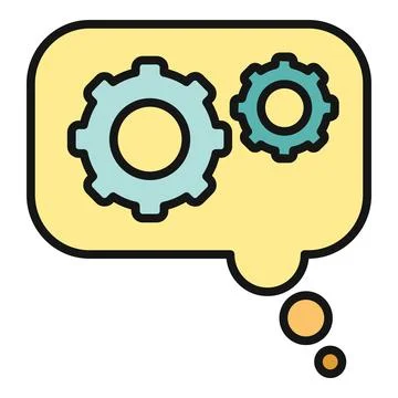 Thinking process with gears inside a thought bubble Stock Illustration