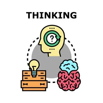 Thinking process generating ideas exploring knowledge Stock Illustration