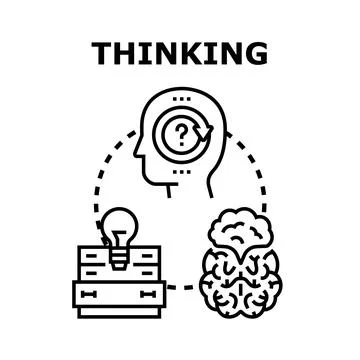Thinking process generating ideas exploring knowledge Иллюстрация