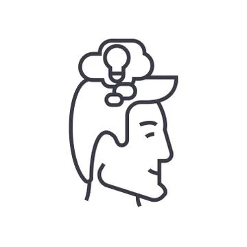 Thinking process head linear icon, sign, symbol, vector on isolated background Stock Illustration
