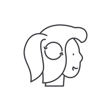 Thinking process line icon concept. Thinking process vector linear illustration イラスト素材