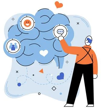 Thinking process. Research provides valuable information for creative analy.. Stock Illustration