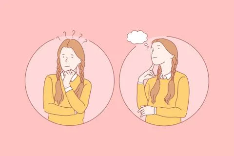 Thinking, pupil, dream set concept Stock Illustration